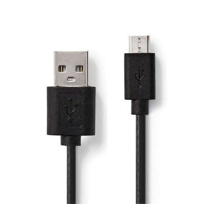 Cabo USB preto com conetor USB tipo A e micro USB
