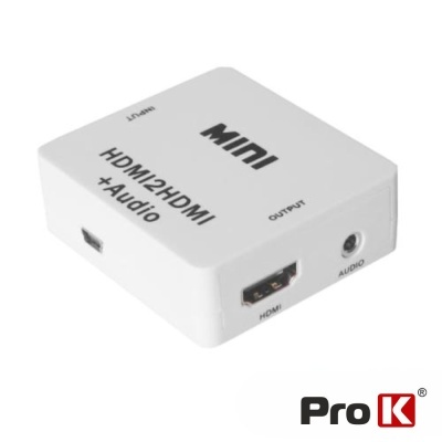 Conversor MINI HDMI2HDMI + Audio branco com entradas HDMI e áudio