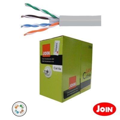 Cabo de rede Cat 6e cinza e embalagem verde JOIN