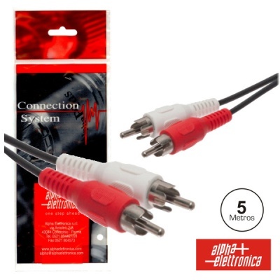 Cabo RCA estéreo vermelho e branco 5 metros com embalagem