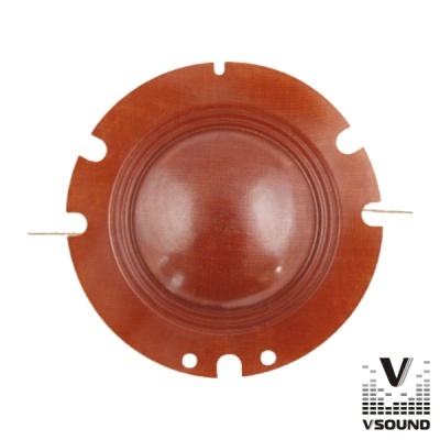 Membrana redonda de alto-falante castanha com recortes e logotipo VSOUND