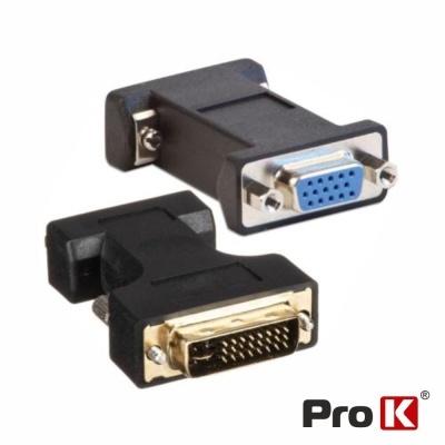 Adaptadores de vídeo VGA para DVI em plástico preto e metal dourado