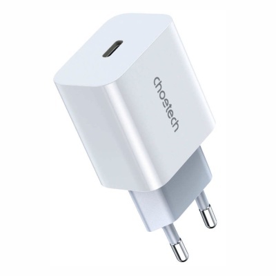 Carregador USB tipo C branco Choetech com pinos redondos