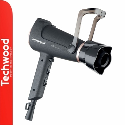 Secador de cabelo Techwood preto com suporte metálico
