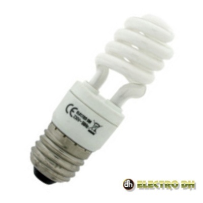 Lâmpada fluorescente compacta branca com base metálica e corpo em espiral