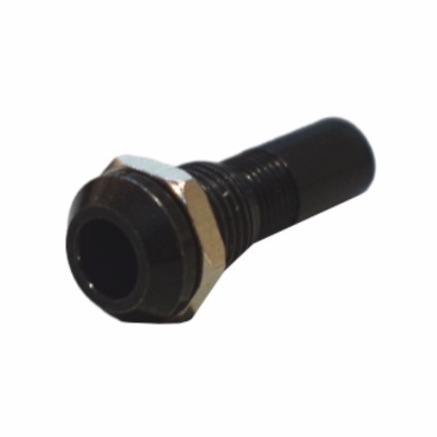 Conector tipo jack preto com corpo metálico prateado