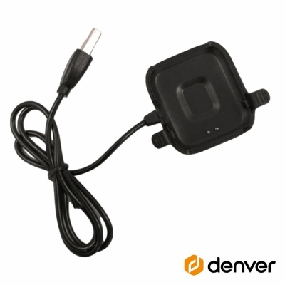 Carregador USB preto para relógio inteligente com logótipo denver