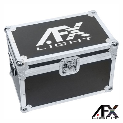Mala de transporte preta com armação metálica e fecho com logótipo AFX Light