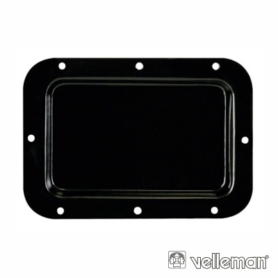 Base retangular preta com orifícios para fixação e logótipo velleman