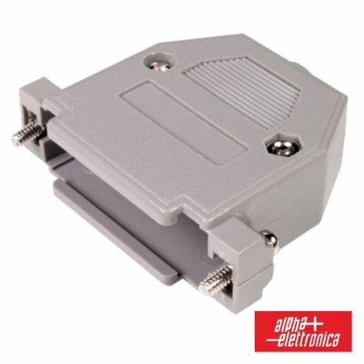 Conector DB cinza com parafusos e logótipo alpha + elettronica