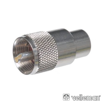 Conector coaxial metálico com textura ranhurada e pino central