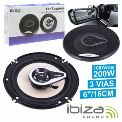 Coluna de som Ibiza Sound 6 polegadas preto para carro