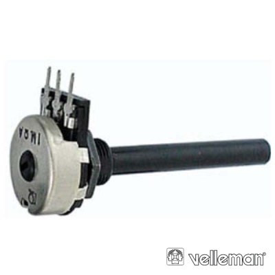 Potenciômetro linear preto e metálico com três terminais