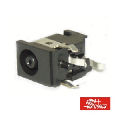 Conector elétrico de componente eletrónico preto com terminais de metal.