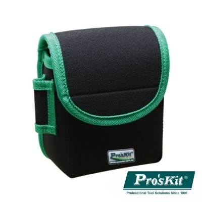 Bolsa preta com bordas verdes e etiqueta Pro'sKit
