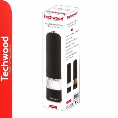 Embalagem de moinho elétrico Techwood preto para sal ou pimenta