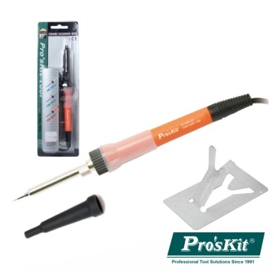 Ferro de soldar Pro'sKit com suporte e embalagem