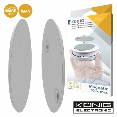 Placas magnéticas cinza claro com embalagem branca, cinza e amarela da marca KONIG ELECTRONIC