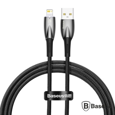Cabo de carregamento Baseus preto com conetores Lightning e USB