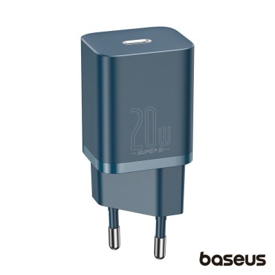 Carregador de parede azul Baseus 20W com plugue europeu