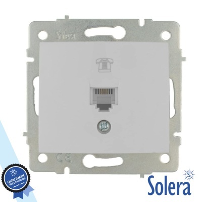 Tomada telefónica branca Solera com conector RJ11