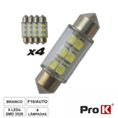 Conjunto de 4 lâmpadas LED cilíndricas brancas com 6 LEDs cada