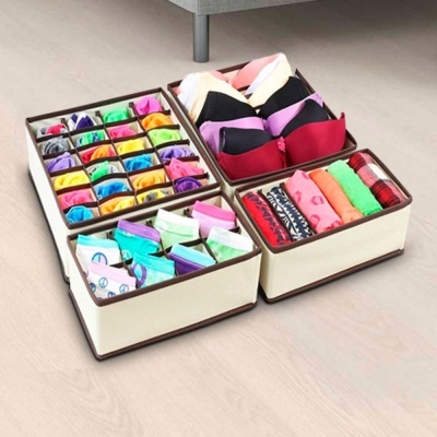 organizadores de tecido com roupa íntima colorida