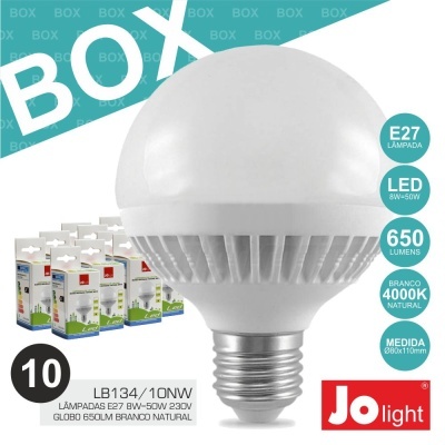 Lâmpada LED branca natural Jo Light com base E27 e caixa de 10 unidades