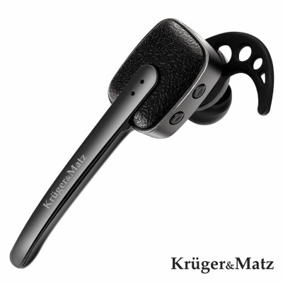 Auricular Bluetooth preto Krüger&Matz com suporte ergonómico em silicone