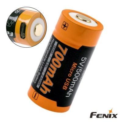 Bateria recarregável Fenix 1000mAh laranja e preta com porta Micro USB
