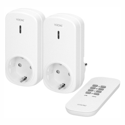 Conjunto de tomadas elétricas e controlo remoto branco VIRONE