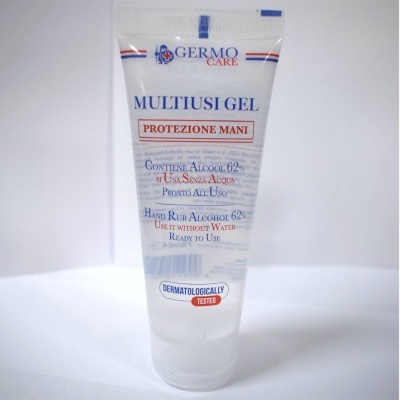 Frasco de gel multiusos para mãos com álcool 62%