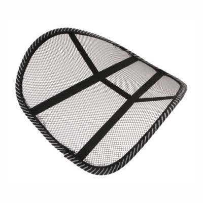 Suporte lombar em malha preta com tiras pretas e borda listrada preta e branca