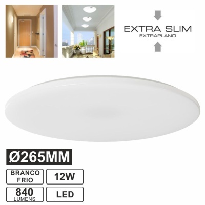Luz LED de teto branca redonda extra slim 265 mm
