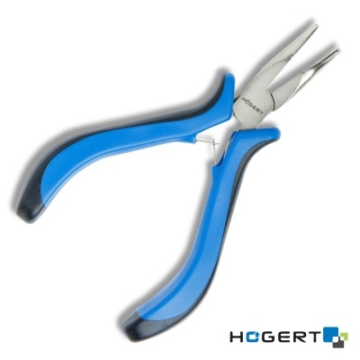 Alicate de ponta redonda azul e preto com marca HOGERT