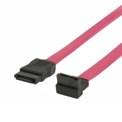 Cabo SATA rosa com conectores negros em ambas as extremidades