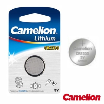 Pilha botão Camelion Lithium CR2330 3V em embalagem azul e branca