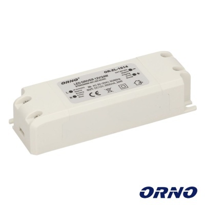 Driver LED ORNO modelo OR-ZL1614 branco com etiqueta preta e azul
