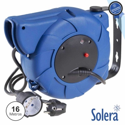 Bobine de extensão elétrica azul Solera com cabo preto de 16 metros