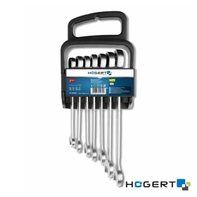 Conjunto de chaves de fendas e bocas HÖGERT em suporte preto com etiqueta azul