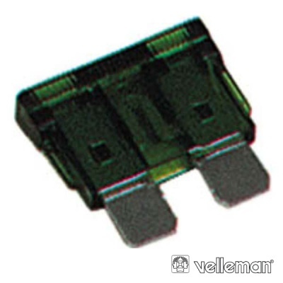 Fusível automóvel elétrico preto com duas lâminas metálicas largas