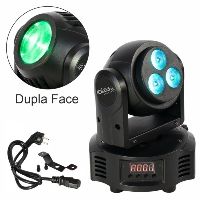 Luz de palco móvel LED Ibiza Light com LEDs azuis e verde, visor digital e acessórios