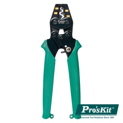 Alicate descarnador de cabos com punhos verdes e corpo preto marca Pro'sKit