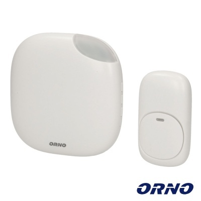 Campainha eletrónica branca ORNO com botão e recetor compactos