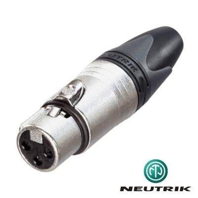 Conector XLR feminino NEUTRIK metálico e preto