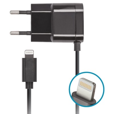 Carregador de parede preto com conector Lightning