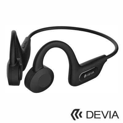 Auriculares sem fios Devia pretos com design de arco atrás da cabeça