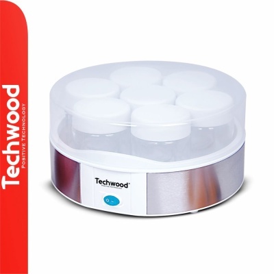 Aparelho para iogurte Techwood com frascos e tampa transparente