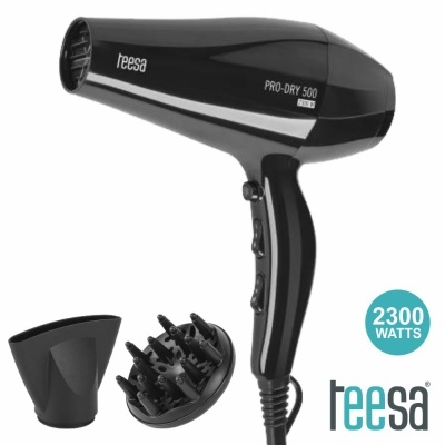 Secador de cabelo preto Teesa PRO-DRY 500 com acessórios