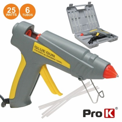 Pistola de cola quente Pro K com acessórios e mala de transporte